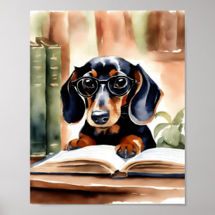 Dachshund in Watercolor Art Poster