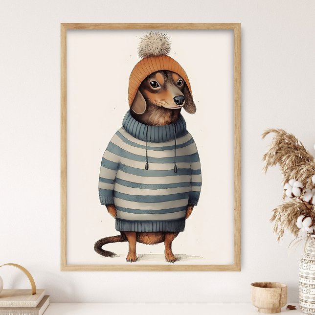Dachshund In Winter Mood, Funny Dog Decor, Cozy Do Poster (Creator Uploaded)