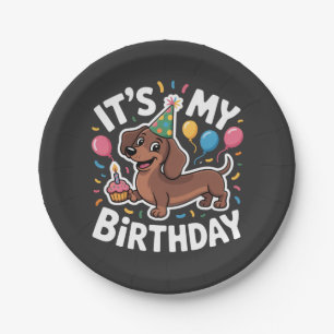Dachshund It's My Birthday Paper Plate