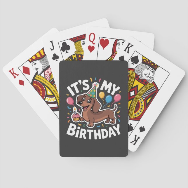 Dachshund It's My Birthday Playing Cards (Back)