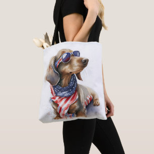 DACHSHUND JULY 4TH TOTE BAG