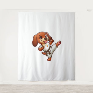 Dachshund karate martial arts high kick tapestry