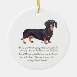 Dachshund Keepsake - Female Ceramic Tree Decoration
