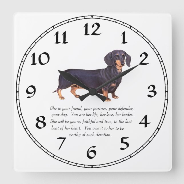 Dachshund Keepsake - Female Square Wall Clock (Front)