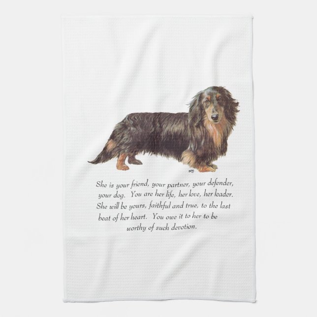 Dachshund Keepsake - Female Tea Towel (Vertical)