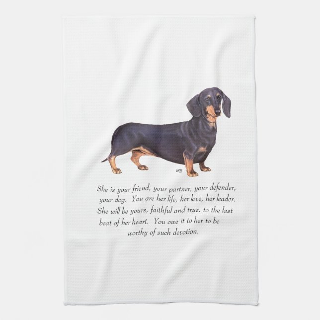Dachshund Keepsake - Female Tea Towel (Vertical)