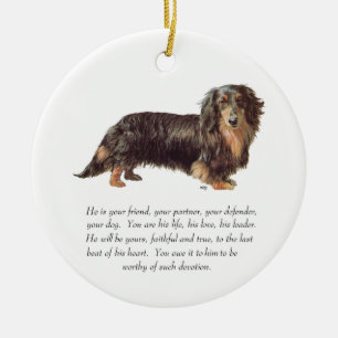 Dachshund Keepsake - Male Ceramic Tree Decoration
