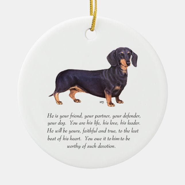 Dachshund Keepsake - Male Ceramic Tree Decoration (Front)