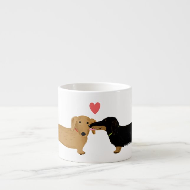 Dachshund Kiss with Heart Cute Wiener Dogs Love Espresso Cup (Front)