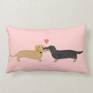 Dachshund Kiss with Heart Cute Wiener Dogs Love Lumbar Cushion