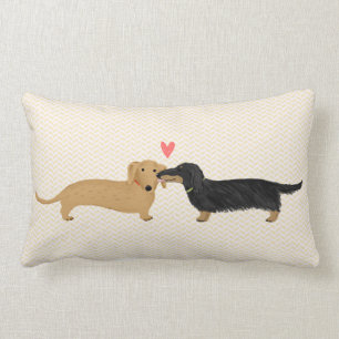 Dachshund Kiss with Heart Cute Wiener Dogs Lumbar Cushion