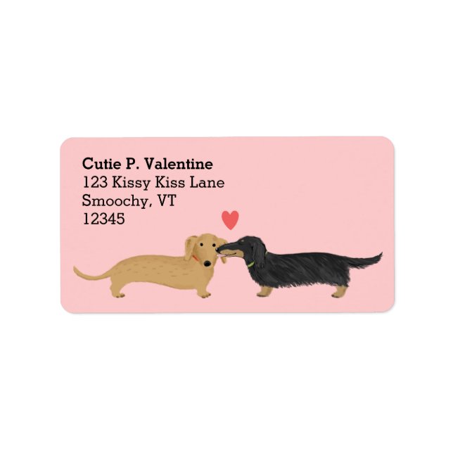 Dachshund Kiss with Heart | Wiener Dogs Address Label (Front)