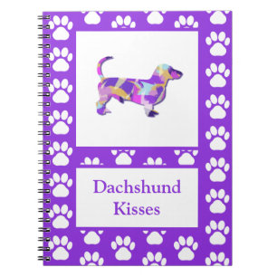 Dachshund Kisses Dog Silhouette PurplePY&B Notebook