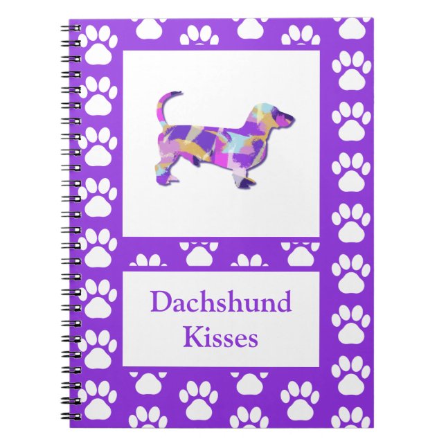 Dachshund Kisses Dog Silhouette PurplePY&B Notebook (Front)