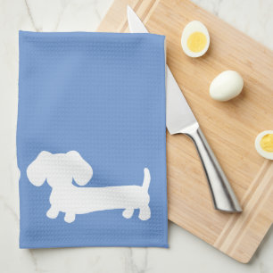 Dachshund Kitchen Dish Towel Cornflower Blue