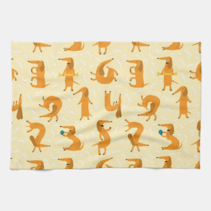 Dachshund Kitchen Towel Whimsical Doxie Print