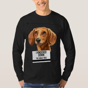 Dachshund Knocked Down Xmas Tree T-Shirt