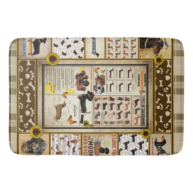 Dachshund Knowledge Blanket Gift Bath Mat (Front)