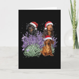 Dachshund Lavender Flower Christmas Gift For Her Card