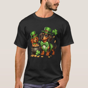 Dachshund Leprechaun St Patricks Day Shamrock Kids T-Shirt