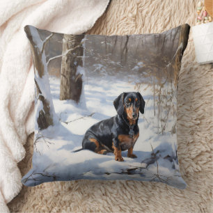 Dachshund Let It Snow Christmas Cushion