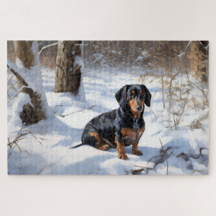 Dachshund Let It Snow Christmas Jigsaw Puzzle