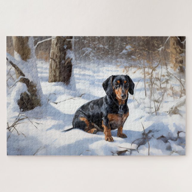 Dachshund Let It Snow Christmas Jigsaw Puzzle (Horizontal)