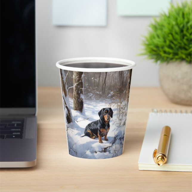 Dachshund Let It Snow Christmas Paper Cups (Insitu)