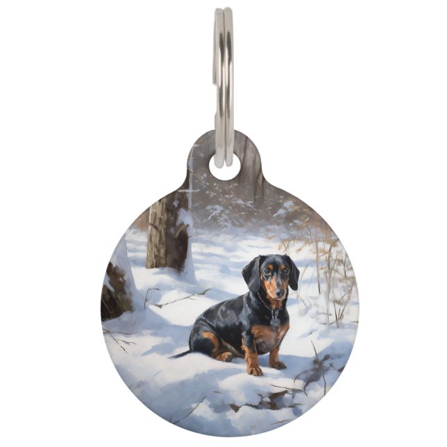 Dachshund Let It Snow Christmas Pet Tag (Front)
