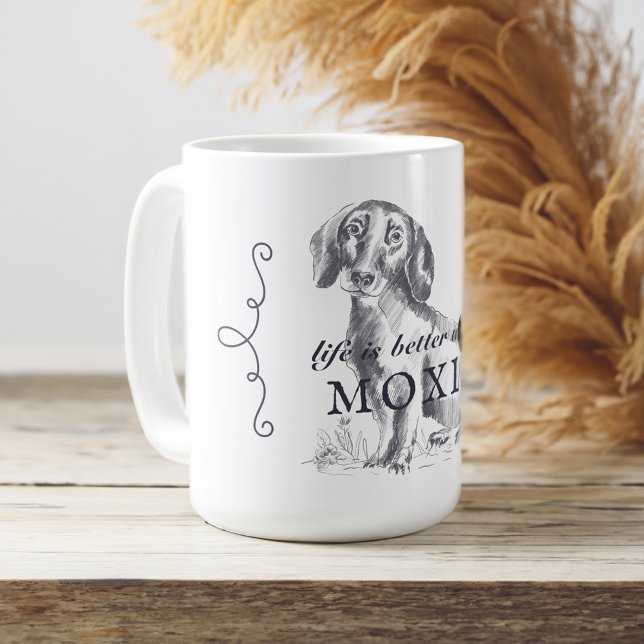 Dachshund Life Is Better With Custom Dog Name Coffee Mug (Dachshund Life Is Better With Custom Dog Name Coffee Mug)
