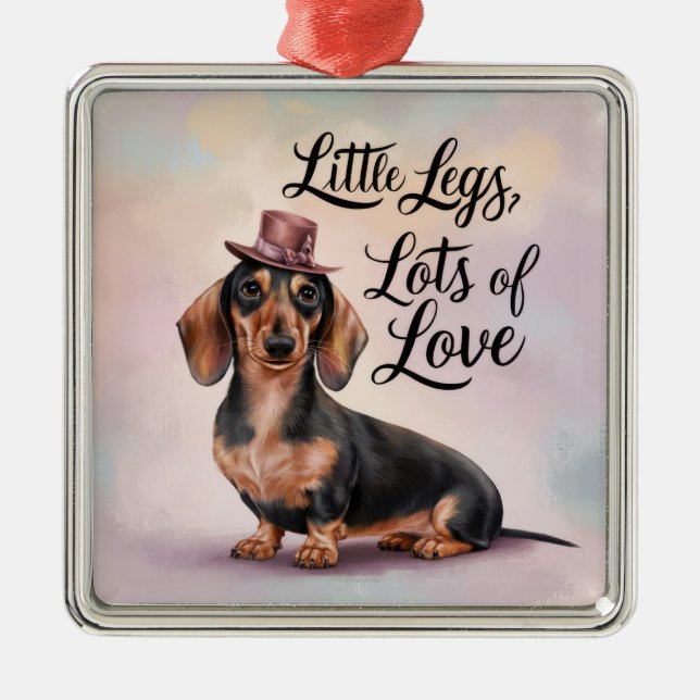 Dachshund Little Legs Lots of Love Metal Tree Decoration (Front)