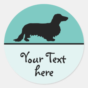 Dachshund Long Hair - Silhouette 1 Classic Round Sticker