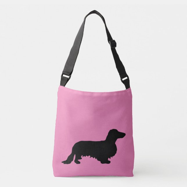 Dachshund Long Hair - Silhouette 1 Crossbody Bag (Front)
