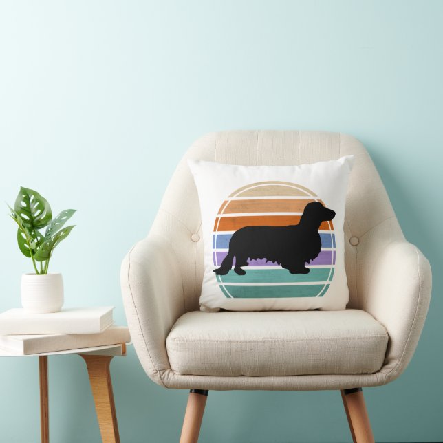 Dachshund Long Hair - Silhouette 1 Cushion (Chair)
