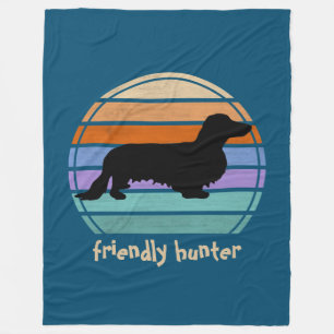 Dachshund Long Hair - Silhouette 1 Fleece Blanket