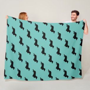 Dachshund Long Hair - Silhouette 1 Fleece Blanket