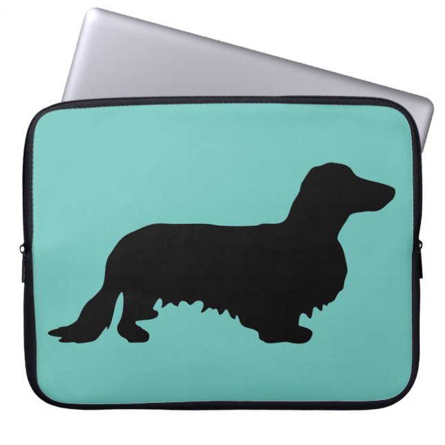 Dachshund Long Hair - Silhouette 1 Laptop Sleeve (Front)