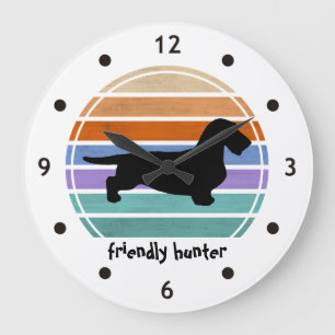 Dachshund Long Hair - Silhouette 1 Large Clock