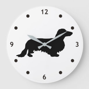 Dachshund Long Hair - Silhouette 1 Large Clock