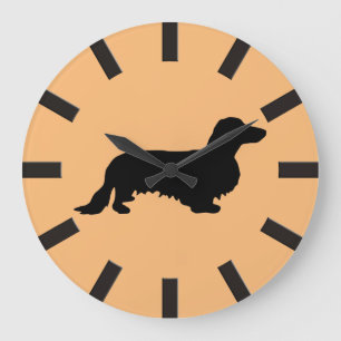 Dachshund Long Hair - Silhouette 1 Large Clock