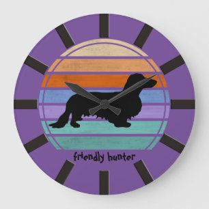 Dachshund Long Hair - Silhouette 1 Large Clock