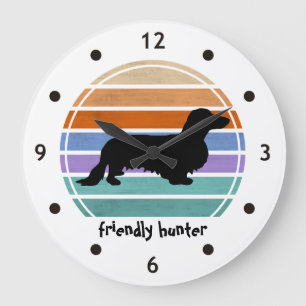 Dachshund Long Hair - Silhouette 1 Large Clock