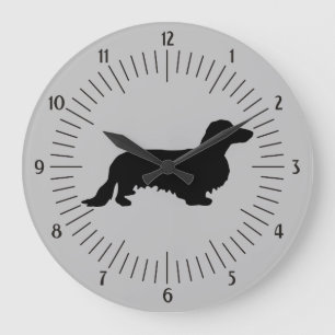 Dachshund Long Hair - Silhouette 1 Large Clock