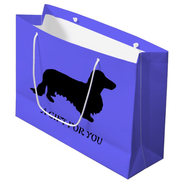 Dachshund Long Hair - Silhouette 1 Large Gift Bag (Front Angled)