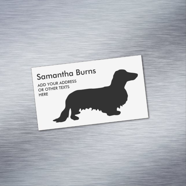 Dachshund Long Hair - Silhouette 1 Magnetic Business Card (In Situ)