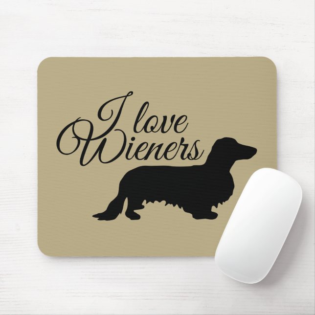 Dachshund Long Hair - Silhouette 1 Mouse Mat (With Mouse)