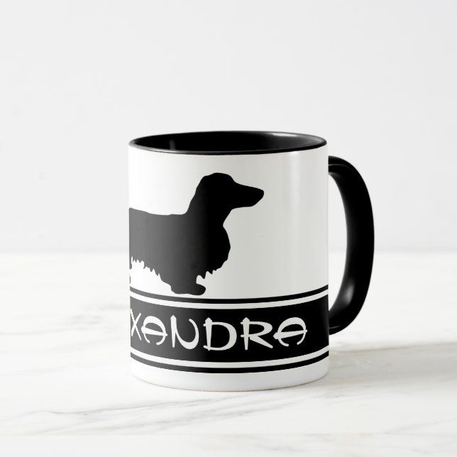 Dachshund Long Hair - Silhouette 1 Mug (Front Right)