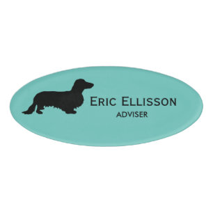 Dachshund Long Hair - Silhouette 1 Name Tag