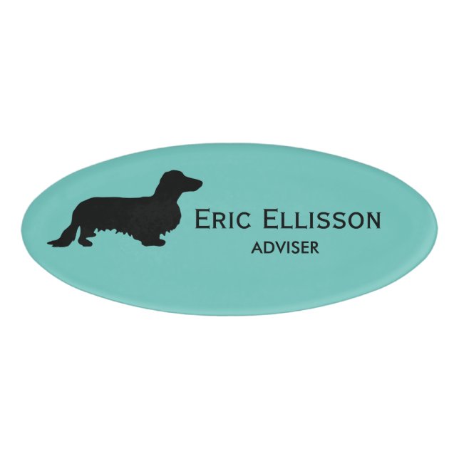 Dachshund Long Hair - Silhouette 1 Name Tag (Front)