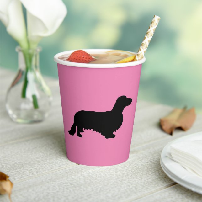 Dachshund Long Hair - Silhouette 1 Paper Cups (Insitu)